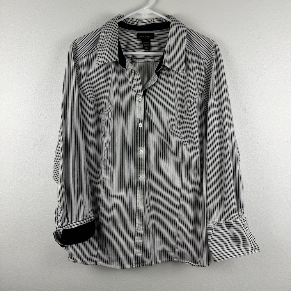 LANE BRYANT Womens long sleeve button front STRETCH‎ shirt - flip cuff - 22/24